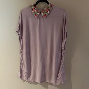 Essential Antwerp Floral Collar Lavender Top
